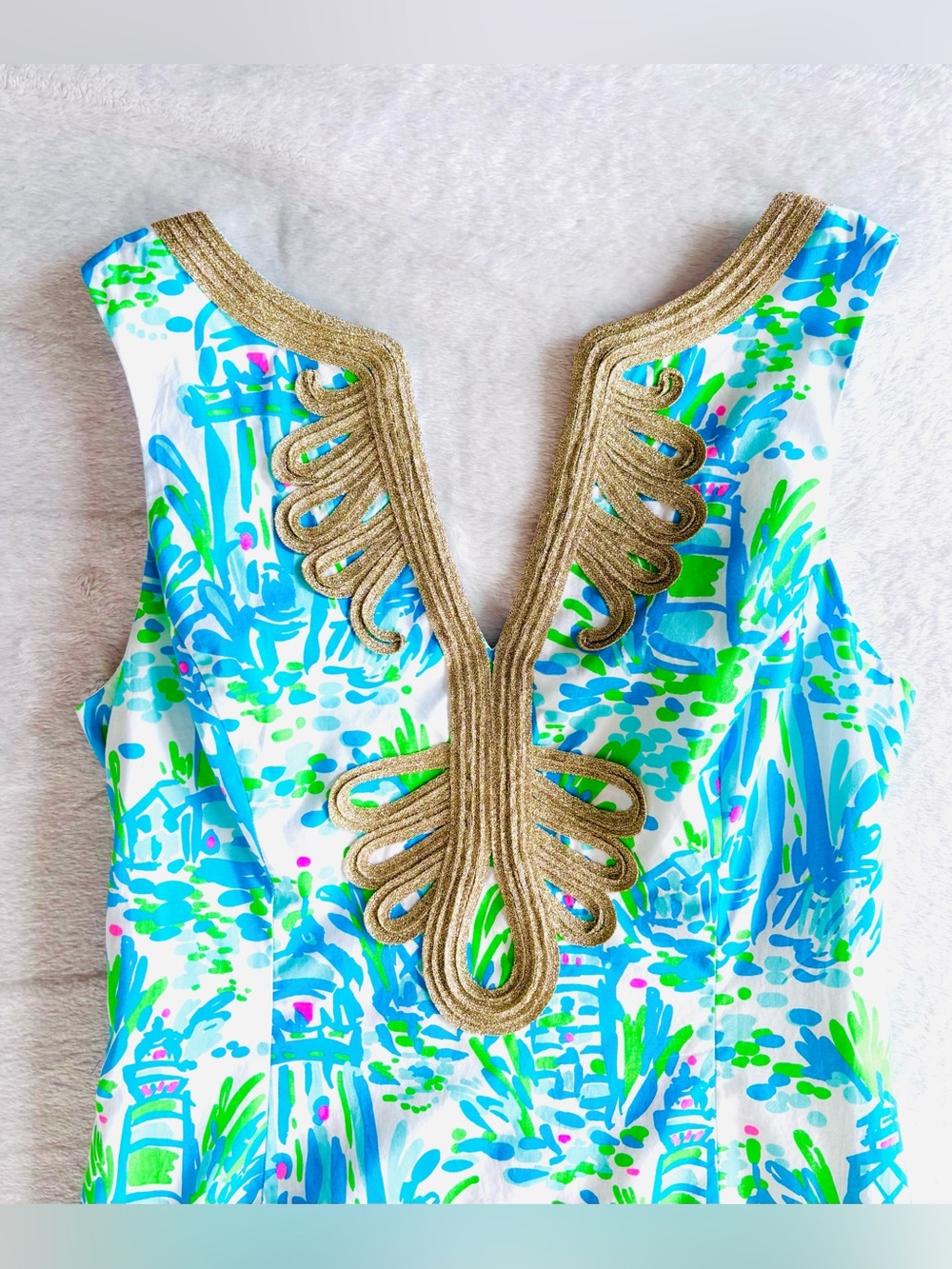 Lilly Pulitzer High Beams Tropical Lighthouse Print Janice Shift Dress, Size 2 - Picture 2 of 8